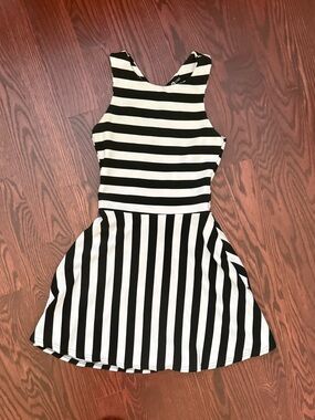 Daisy Street ASOS Black and White Striped Fit-and-Flare Dress
